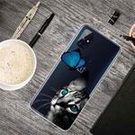 For OnePlus Nord N10 5G Shockproof Painted Transparent TPU Protective Case(Cat Looking At Butterfly)