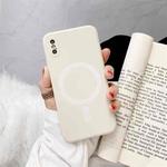 For iPhone X / XS Liquid Silicone Full Coverage Shockproof Magsafe Case(Beige)
