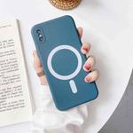 For iPhone XR Liquid Silicone Full Coverage Shockproof Magsafe Case(Blue)