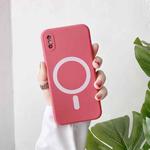 For iPhone XS Max Liquid Silicone Full Coverage Shockproof Magsafe Case(Red)