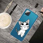 For Samsung Galaxy A12 Colored Drawing Clear TPU Protective Cases(Tilted Head Cat)
