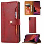 For iPhone XR Calf Texture Double Fold Clasp Horizontal Flip Leather Case with Photo Frame & Holder & Card Slots & Wallet(Red)