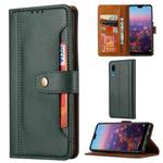 For Huawei P20 Calf Texture Double Fold Clasp Horizontal Flip Leather Case with Photo Frame & Holder & Card Slots & Wallet(Green)