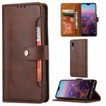 For Huawei P20 Calf Texture Double Fold Clasp Horizontal Flip Leather Case with Photo Frame & Holder & Card Slots & Wallet(Coffee)