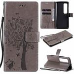 For Xiaomi Mi 10 Ultra Tree & Cat Pattern Pressed Printing Horizontal Flip PU Leather Case with Holder & Card Slots & Wallet & Lanyard(Gray)