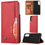 For Samsung Galaxy S21 5G Knead Skin Texture Horizontal Flip Leather Case with Photo Frame & Holder & Card Slots & Wallet(Red)