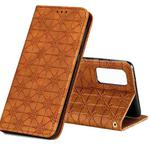 For Samsung Galaxy S20 FE Lucky Flowers Embossing Pattern Magnetic Horizontal Flip Leather Case with Holder & Card Slots(Yellow Brown)