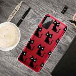 For Samsung Galaxy A02s Shockproof Painted Transparent TPU Protective Case(Black Cat)