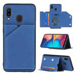 For Samsung Galaxy A20 & A30 Skin Feel PU + TPU + PC Back Cover Shockproof Case with Card Slots & Holder & Photo Frame(Royal Blue)