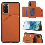 For Samsung Galaxy S20+ Skin Feel PU + TPU + PC Back Cover Shockproof Case with Card Slots & Holder & Photo Frame(Brown)