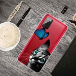 For Samsung Galaxy A02s Shockproof Painted Transparent TPU Protective Case(Cat Looking At Butterfly)