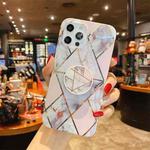 For iPhone 11 Splicing Marble Pattern Gilding TPU Protective Case with Foldable Holder (Light Pink Grey)