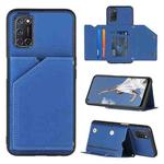 For OPPO A52 & A72 & A92 Skin Feel PU + TPU + PC Back Cover Shockproof Case with Card Slots & Holder & Photo Frame(Royal Blue)