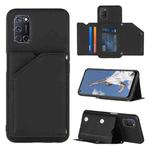 For OPPO A52 & A72 & A92 Skin Feel PU + TPU + PC Back Cover Shockproof Case with Card Slots & Holder & Photo Frame(Black)
