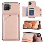 For OPPO F17 Skin Feel PU + TPU + PC Back Cover Shockproof Case with Card Slots & Holder & Photo Frame(Rose Gold)