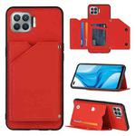 For OPPO F17 Pro & A93 Skin Feel PU + TPU + PC Back Cover Shockproof Case with Card Slots & Holder & Photo Frame(Red)