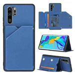 For Huawei P30 Pro Skin Feel PU + TPU + PC Back Cover Shockproof Case with Card Slots & Holder & Photo Frame(Royal Blue)