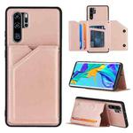 For Huawei P30 Pro Skin Feel PU + TPU + PC Back Cover Shockproof Case with Card Slots & Holder & Photo Frame(Rose Gold)