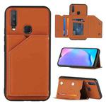 For vivo Y17 & Y15 & Y12 Skin Feel PU + TPU + PC Back Cover Shockproof Case with Card Slots & Holder & Photo Frame(Brown)