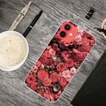 For iPhone 12 / 12 Pro Shockproof Painted Transparent TPU Protective Case(Many Red Roses)
