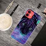 For iPhone 12 / 12 Pro Shockproof Painted Transparent TPU Protective Case(Purple Tiger)