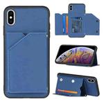 For iPhone XS Max Skin Feel PU + TPU + PC Back Cover Shockproof Case with Card Slots & Holder & Photo Frame(Royal Blue)