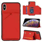 For iPhone XS Max Skin Feel PU + TPU + PC Back Cover Shockproof Case with Card Slots & Holder & Photo Frame(Red)