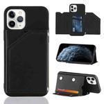 For iPhone 11 Pro Skin Feel PU + TPU + PC Back Cover Shockproof Case with Card Slots & Holder & Photo Frame (Black)