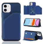 For iPhone 11 Skin Feel PU + TPU + PC Back Cover Shockproof Case with Card Slots & Holder & Photo Frame (Royal Blue)