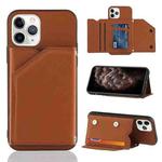 For iPhone 11 Pro Max Skin Feel PU + TPU + PC Back Cover Shockproof Case with Card Slots & Holder & Photo Frame (Brown)