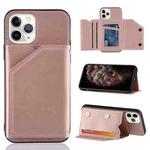 For iPhone 11 Pro Max Skin Feel PU + TPU + PC Back Cover Shockproof Case with Card Slots & Holder & Photo Frame (Rose Gold)