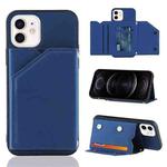 For iPhone 12 / 12 Pro Skin Feel PU + TPU + PC Back Cover Shockproof Case with Card Slots & Holder & Photo Frame(Royal Blue)