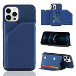 For iPhone 12 Pro Max Skin Feel PU + TPU + PC Back Cover Shockproof Case with Card Slots & Holder & Photo Frame(Royal Blue)