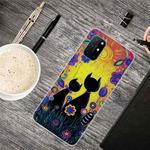 For OnePlus 8T Shockproof Painted Transparent TPU Protective Case(Oil Painting Black Cat)