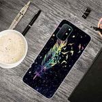 For OnePlus 8T Shockproof Painted Transparent TPU Protective Case(Colorful Feathers)