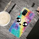 For OnePlus 8T Shockproof Painted Transparent TPU Protective Case(Starry Cute Cat)