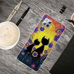 For Samsung Galaxy A42 5G Shockproof Painted Transparent TPU Protective Case(Oil Painting Black Cat)