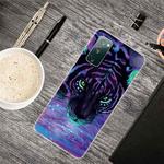 For Samsung Galaxy S20 FE Shockproof Painted Transparent TPU Protective Case(Purple Tiger)