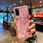 For Samsung Galaxy S20 Plus Splicing Marble Pattern Gilding TPU Protective Case(Pink)