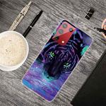 For Samsung Galaxy S21 5G Shockproof Painted Transparent TPU Protective Case(Purple Tiger)