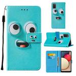 For Samsung Galaxy A02s US Version Cross Texture Painting Pattern Horizontal Flip Leather Case with Holder & Card Slots & Wallet & Lanyard(Big-eye Monster)