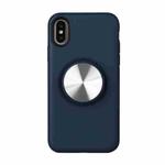 TPU+PC 2 in 1 Shockproof Case with Magnetic Round Car Holder For iPhone XR(Dark Blue)