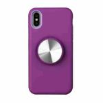 TPU+PC 2 in 1 Shockproof Case with Magnetic Round Car Holder For iPhone XR(Purple)