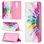 For OPPO A5 (2020) Colored Drawing Pattern Invisible Magnetic Horizontal Flip PU Leather Case with Holder & Card Slots & Wallet(Sun Flower)