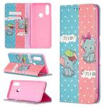 For OPPO A31 (2020) Colored Drawing Pattern Invisible Magnetic Horizontal Flip PU Leather Case with Holder & Card Slots & Wallet(Elephant)