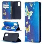 For OPPO A52 / A72 5G Colored Drawing Pattern Invisible Magnetic Horizontal Flip PU Leather Case with Holder & Card Slots & Wallet(Gold Butterflies)