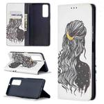 For Huawei P smart 2021 / Y7a Colored Drawing Pattern Invisible Magnetic Horizontal Flip PU Leather Case with Holder & Card Slots & Wallet(Girl)