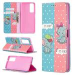 For Huawei P smart 2021 / Y7a Colored Drawing Pattern Invisible Magnetic Horizontal Flip PU Leather Case with Holder & Card Slots & Wallet(Elephant)