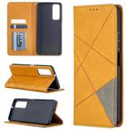 For Huawei P smart 2021 / Y7a Prismatic Invisible Magnetic Horizontal Flip Leather Case with Holder & Card Slots & Photo Frame(Yellow)