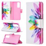 For Huawei P smart 2021 / Y7a Colored Drawing Pattern Horizontal Flip Leather Case with Holder & Card Slots & Wallet(Sun Flower)